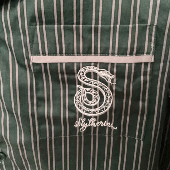 Pottery Barn Teen Harry Potter Slytherin Pajamas Small Green Stripe NWOT - Picture 3 of 16